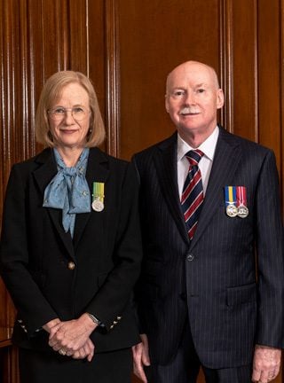 Her Excellency the Honourable Dr Jeannette Young AC PSM, Governor of Queensland and Professor Graeme Nimmo RFD